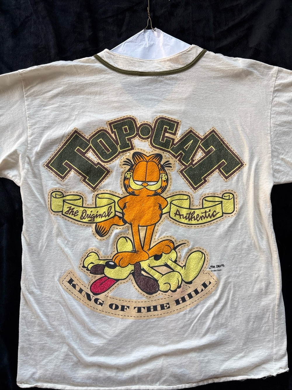 Vintage 1994 Garfield Top Cat King Of The Hill Baseball Shirt Jersey Ringer XL